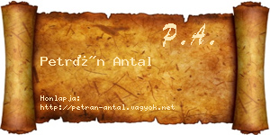 Petrán Antal névjegykártya
